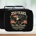 Black lunch bag with American flag and eagle design celebrating 250 years of 'We The People'.