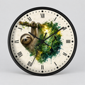 Sloth Toucan Layered Portrait Wall Clock — Tropical Animal Bird Decor
