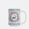 Mug with a deer and floral design on a white background