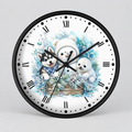 Winter Friends Wall Clock — Snowman, Husky & Seal Holiday Decor