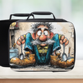 Lunch bag with a cartoon character design on a white background