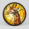 Giraffe Stained Glass Wall Clock — Rustic Safari Animal Home Decor