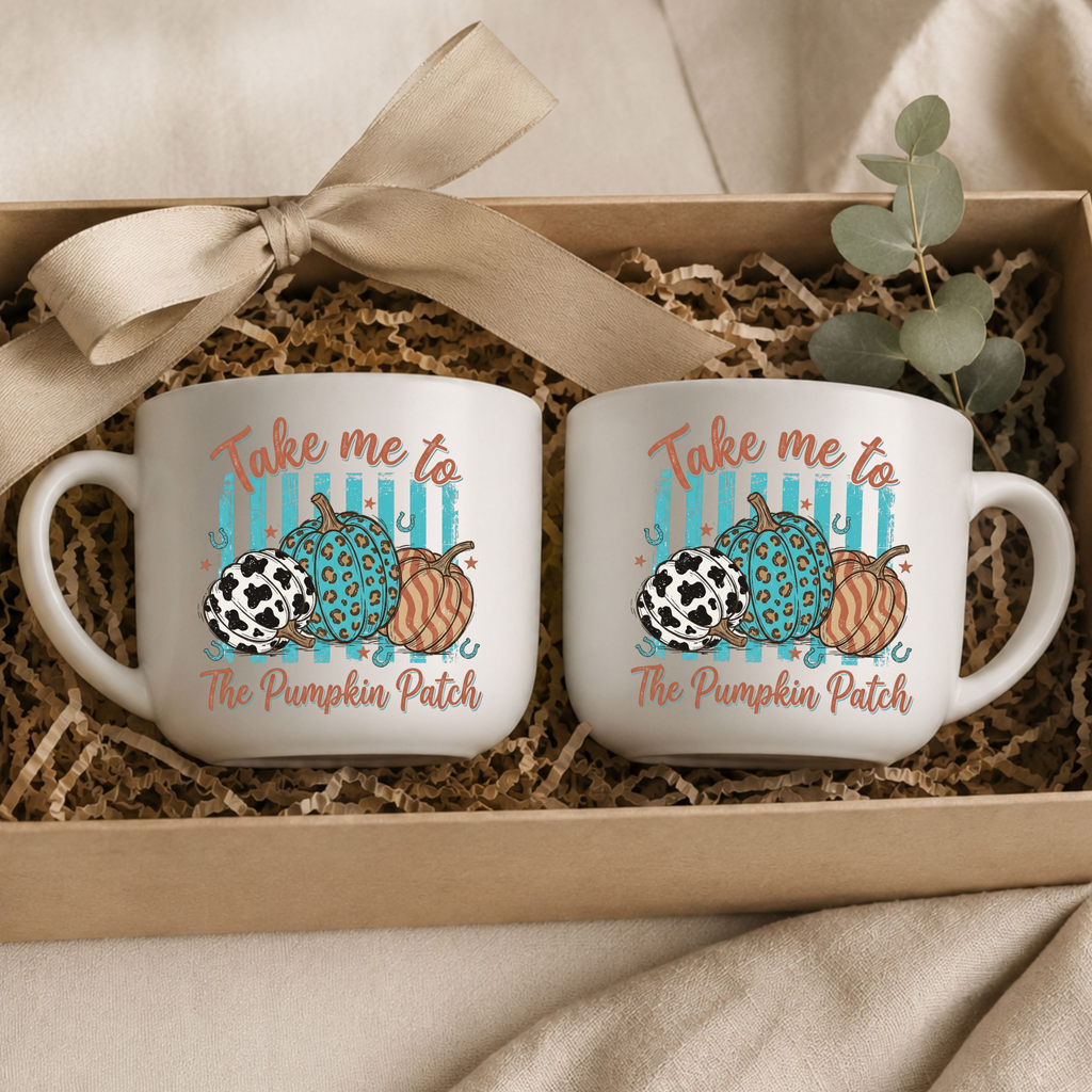 25oz Ceramic Latte Soup Mug — "Take Me to The Pumpkin Patch" Autumn Coffee Cup