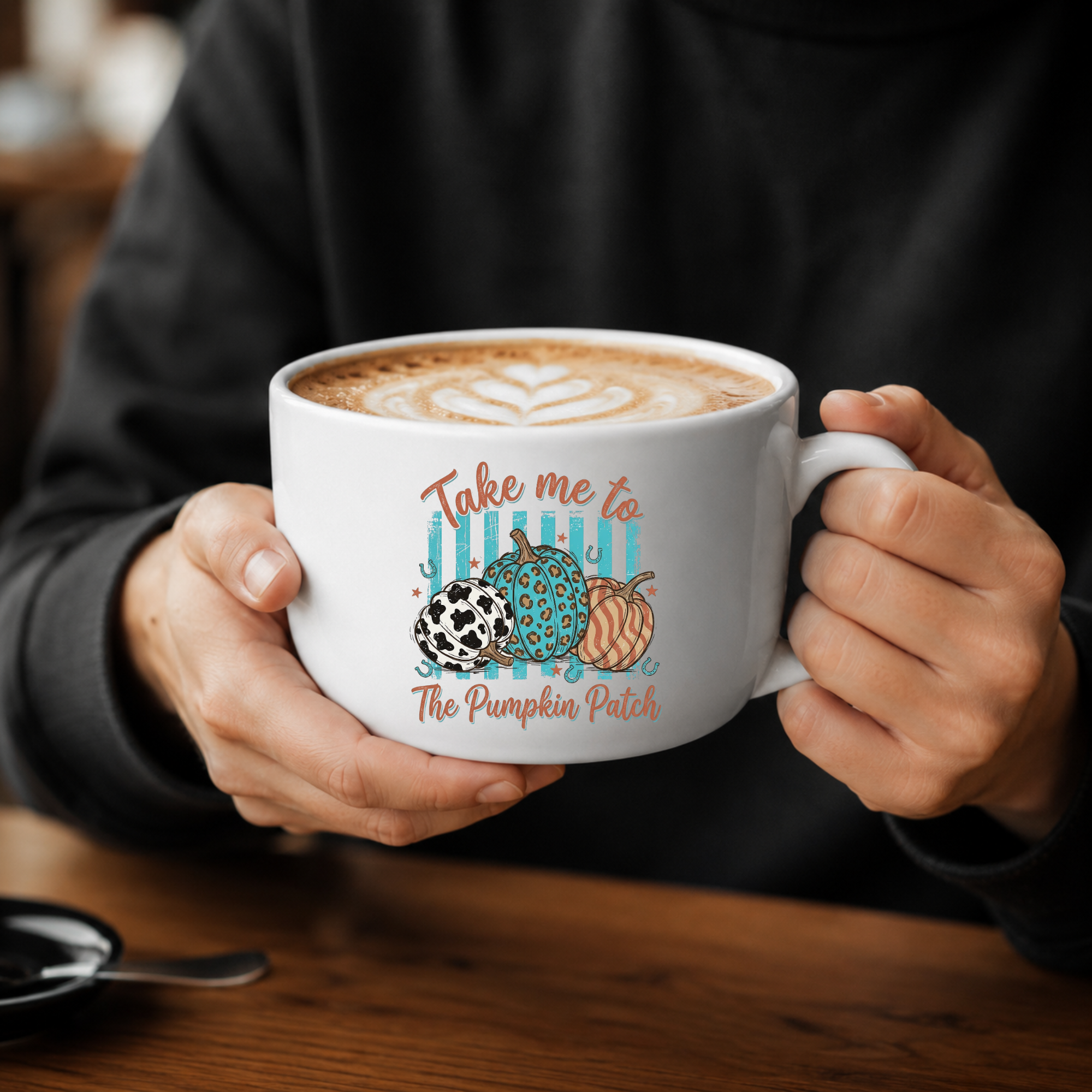 25oz Ceramic Latte Soup Mug — "Take Me to The Pumpkin Patch" Autumn Coffee Cup
