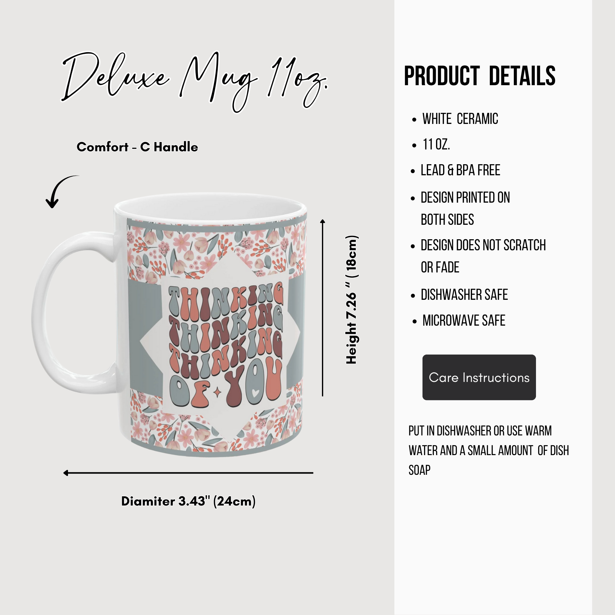 Thinking of You Patten Ceramic Mug - Perfect Coffee Lover Gift