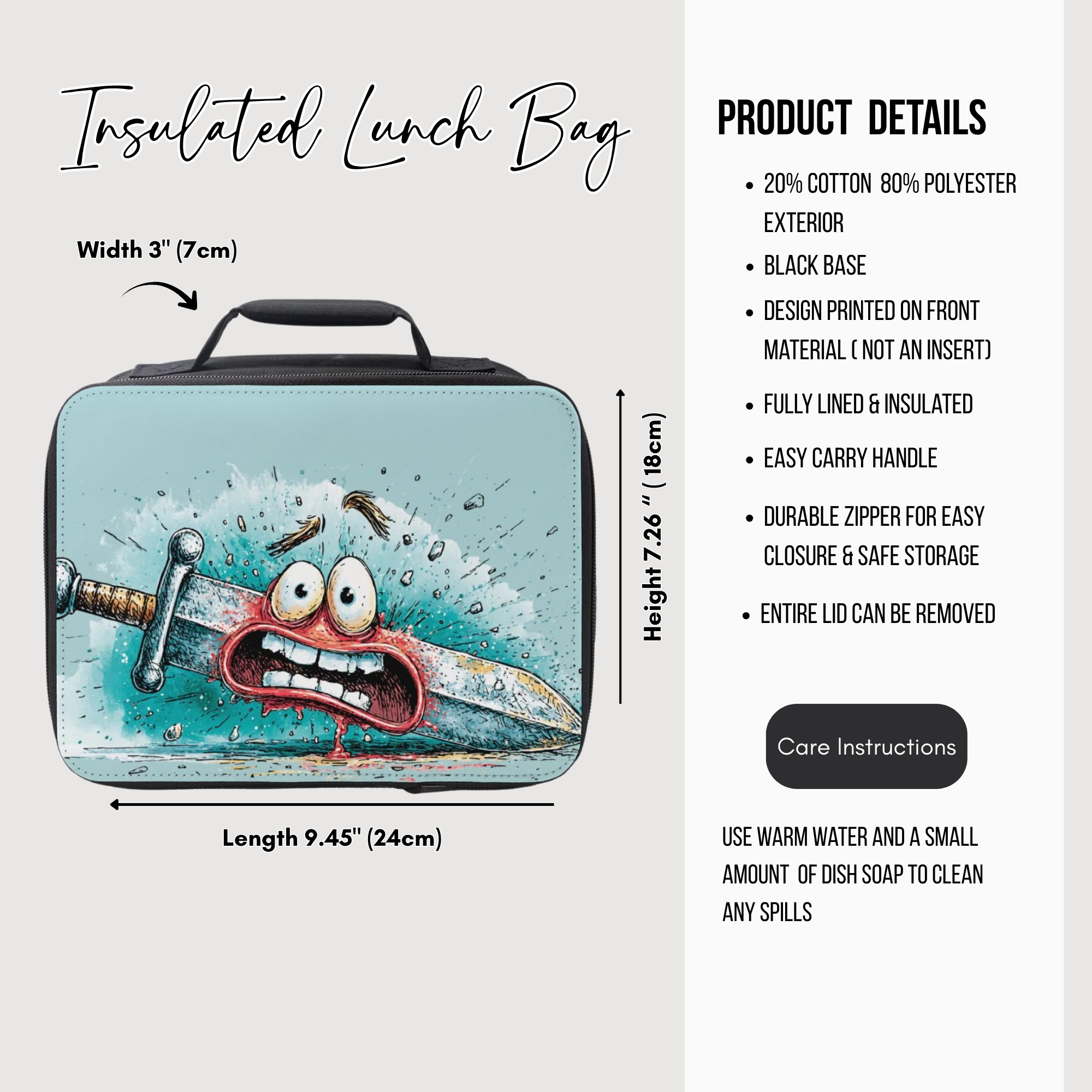 The Traumatized Sword Lunch Bag - Cartoon Art Lunchbox