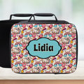 Colorful patterned bag with 'Lidia' name on a white background
