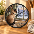 Siamese Cat by the Winter Kitchen Window Wood Wall Clock