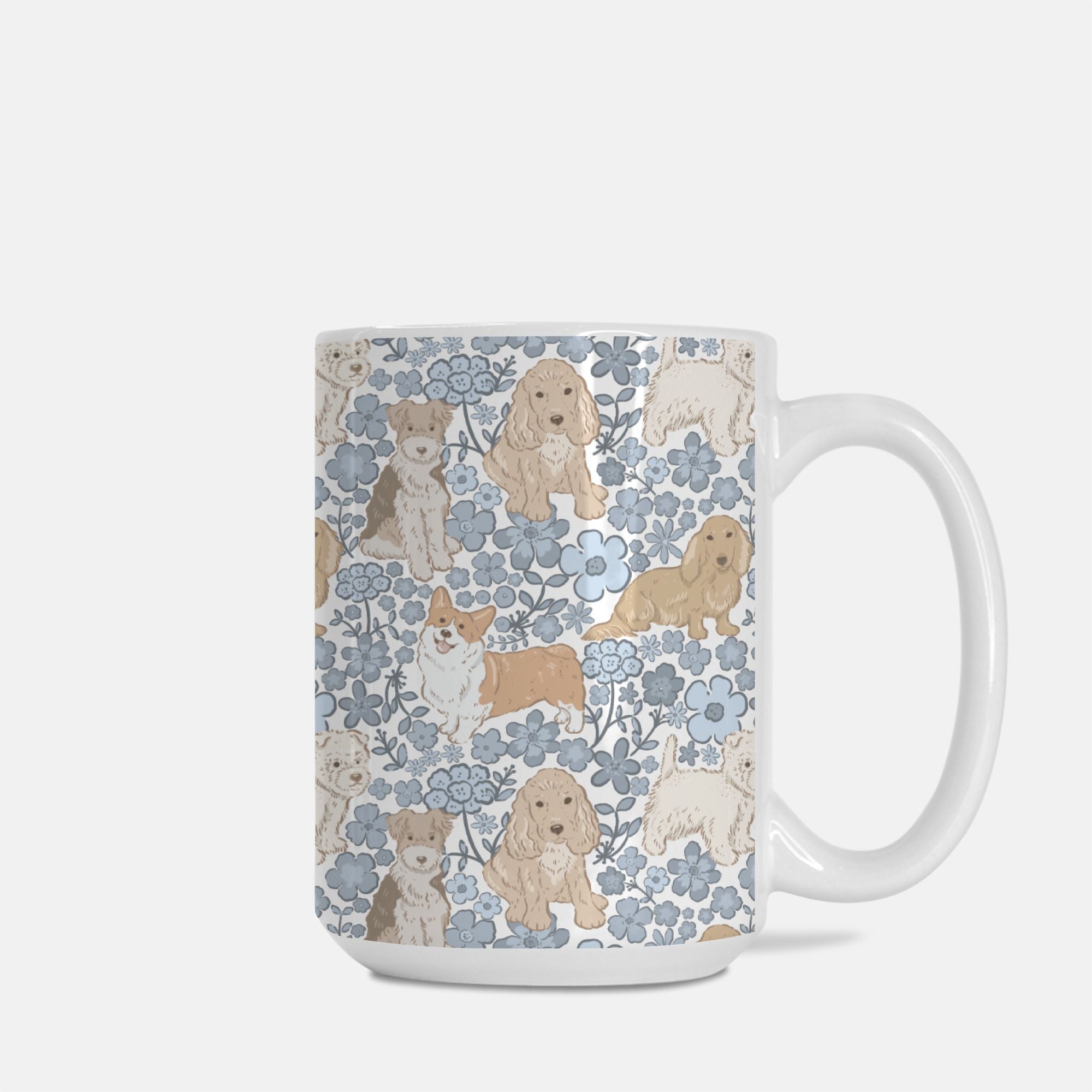 Mug with dog pattern on a white background