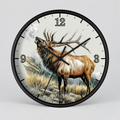 Elk Winter Wall Clock – Rustic Wildlife Home Decor