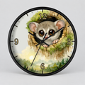 Galego Bush Baby Wall Clock — Watercolor Wildlife Nursery Decor