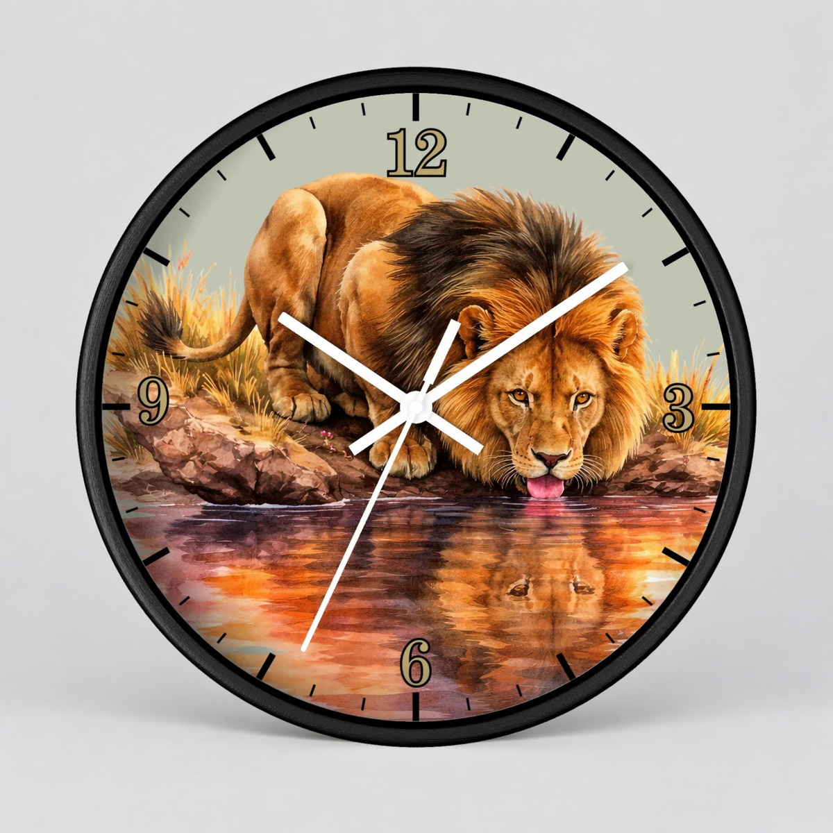 Lion Reflection Wall Clock — Majestic Wildlife Home Decor