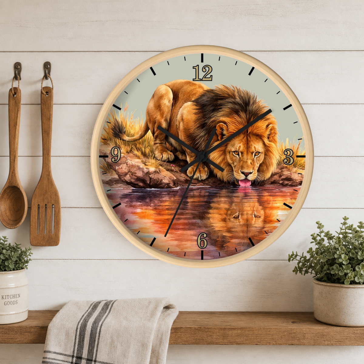 Lion Reflection Wall Clock — Majestic Wildlife Home Decor