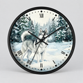 Siberian Husky Winter Wall Clock — Snowy Forest Dog Decor