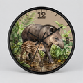 Baird's Tapir Family Wall Clock — Tropical Watercolor Jungle Nursery Decor