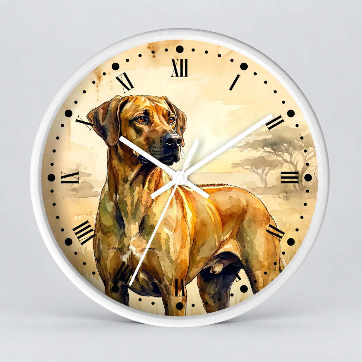 Rhodesian Ridgeback Wall Clock — Vintage Safari Dog Art Decor