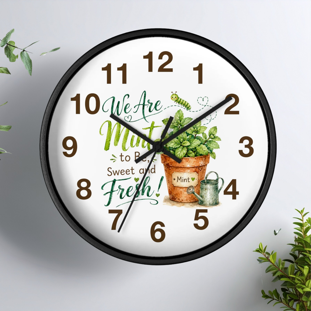 Kitchen Wall Clock – “We Are Mint to Be Sweet and Fresh” Cute Couple Housewarming