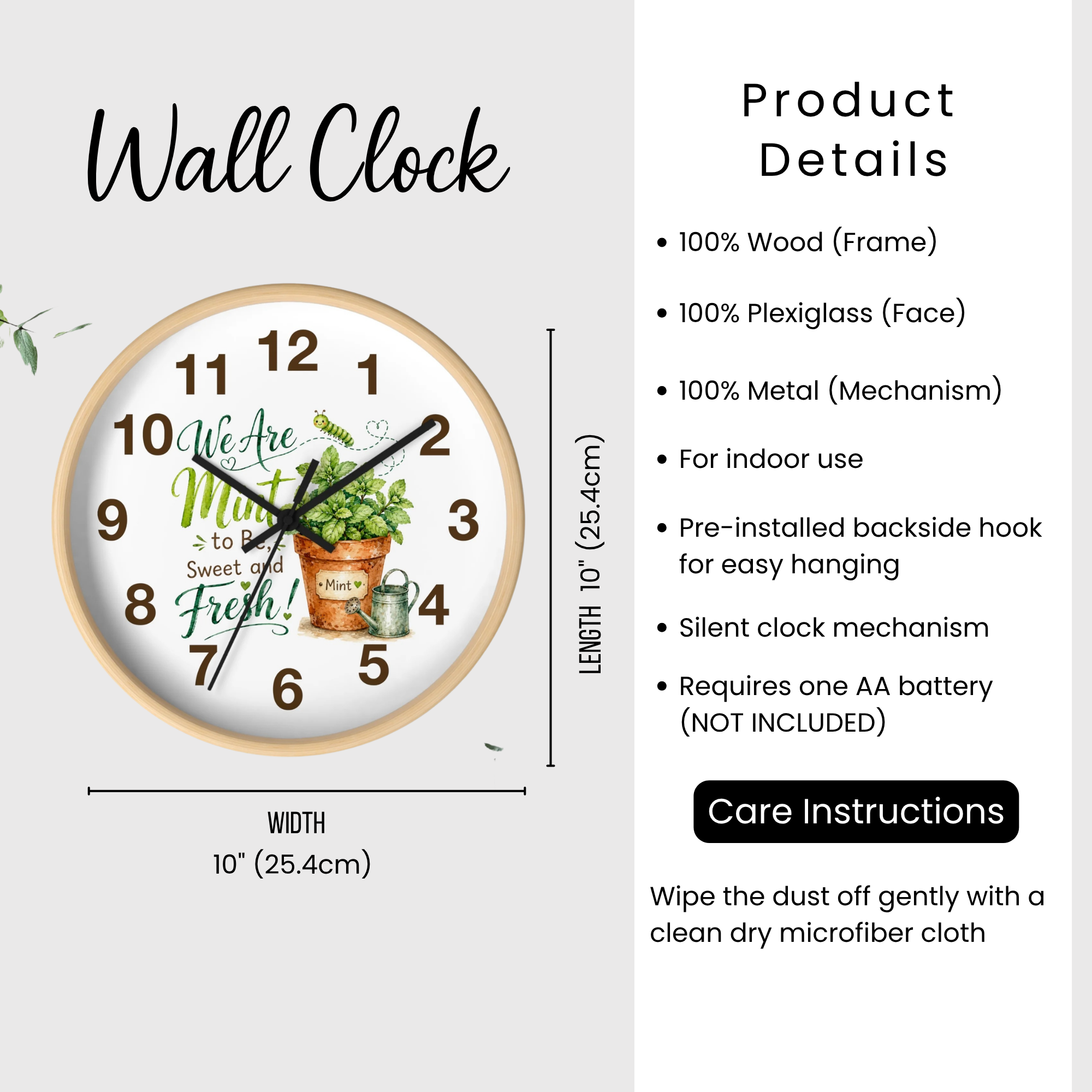 Kitchen Wall Clock – “We Are Mint to Be Sweet and Fresh” Cute Couple Housewarming