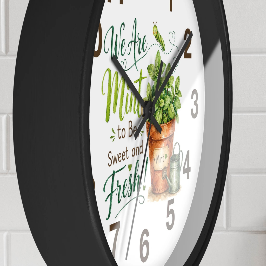 Kitchen Wall Clock – “We Are Mint to Be Sweet and Fresh” Cute Couple Housewarming