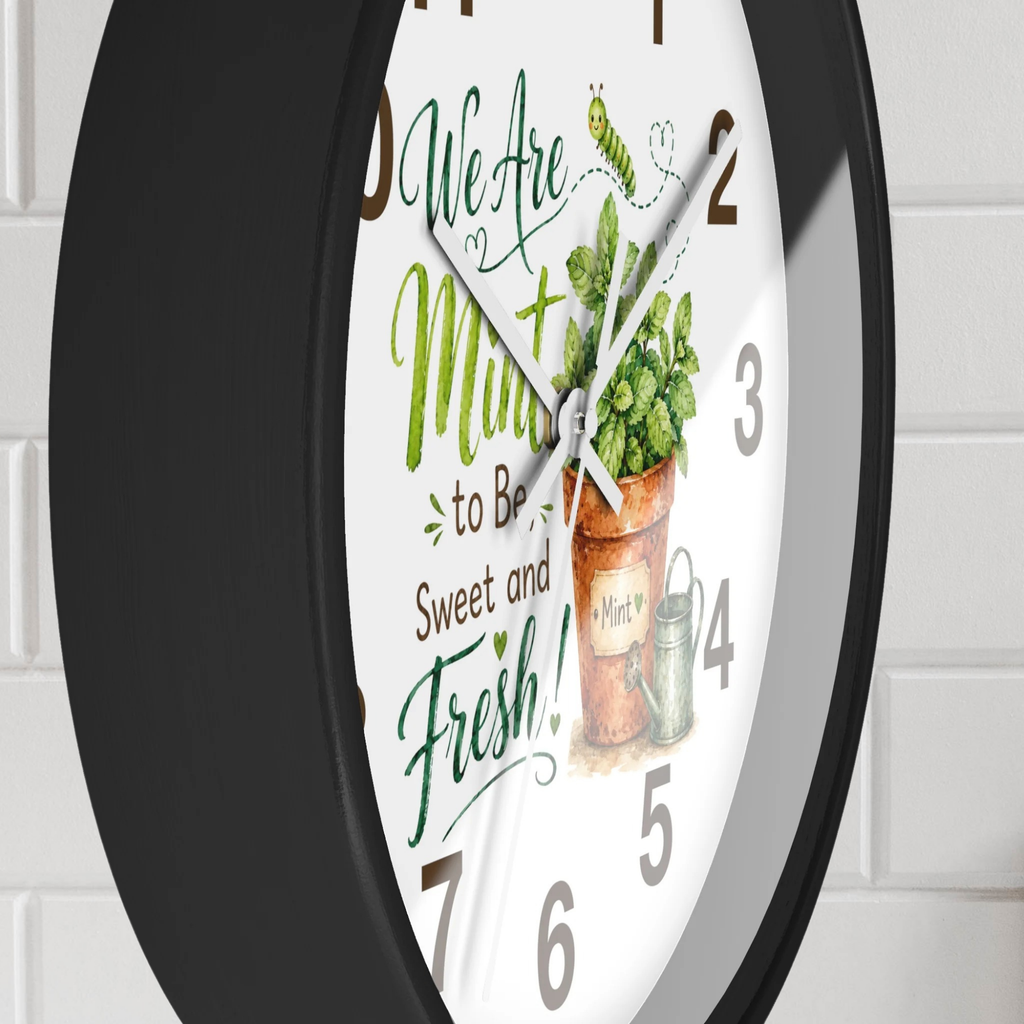 Kitchen Wall Clock – “We Are Mint to Be Sweet and Fresh” Cute Couple Housewarming