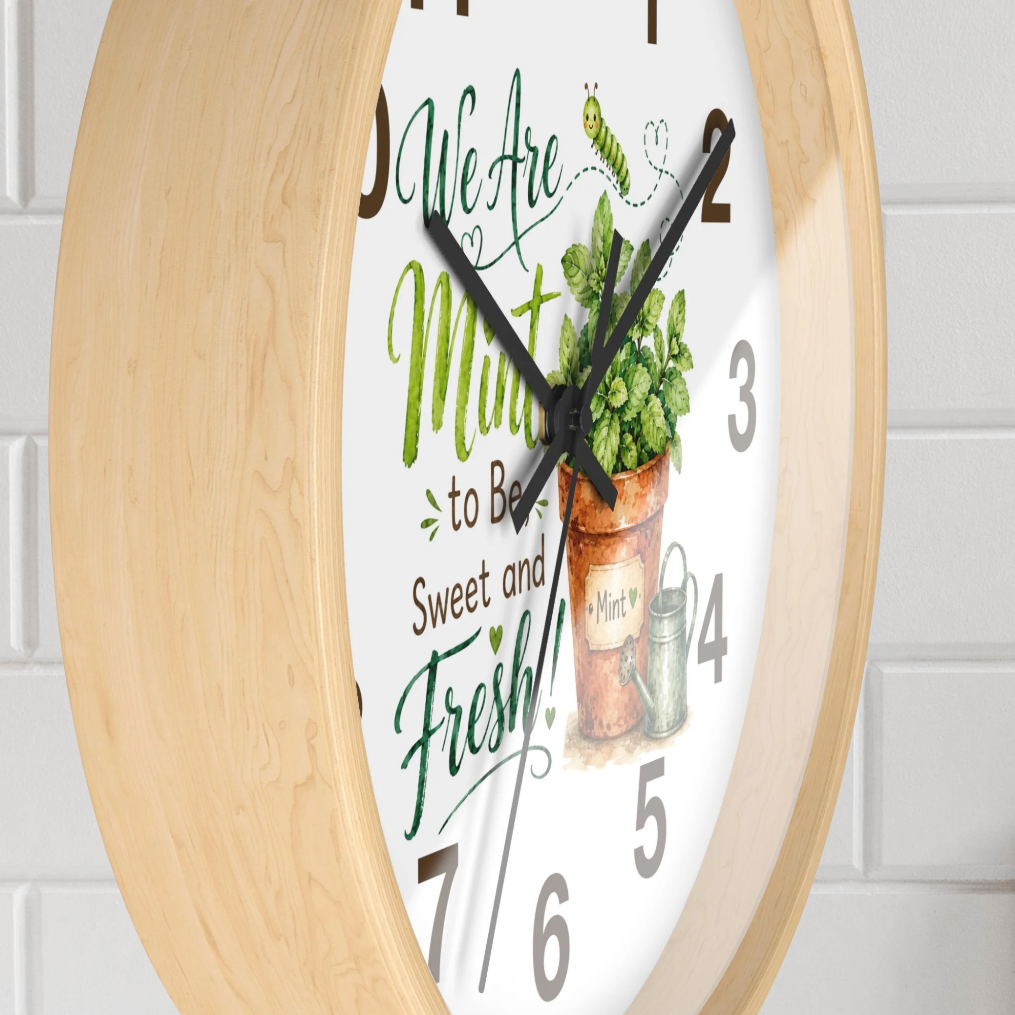 Kitchen Wall Clock – “We Are Mint to Be Sweet and Fresh” Cute Couple Housewarming