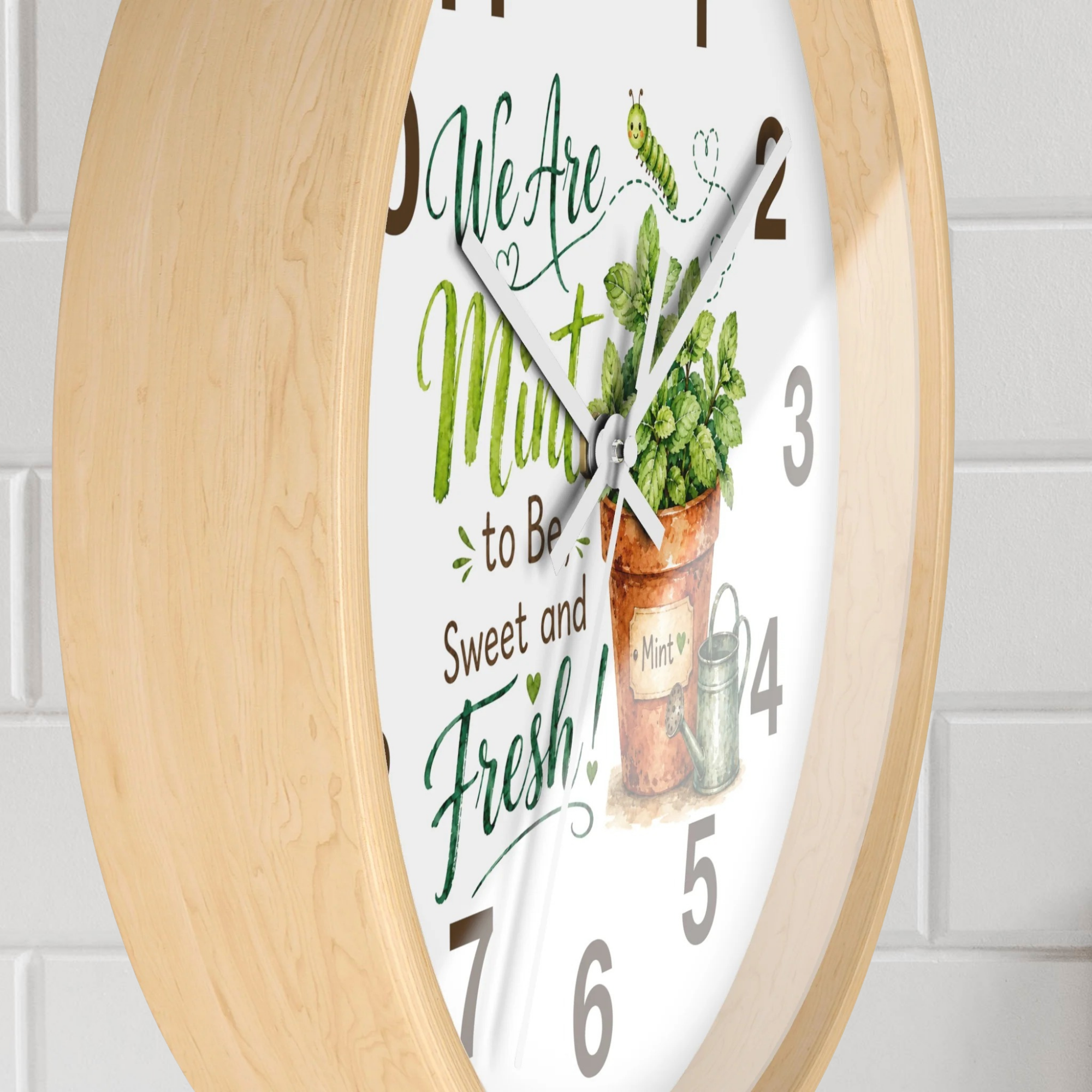 Kitchen Wall Clock – “We Are Mint to Be Sweet and Fresh” Cute Couple Housewarming