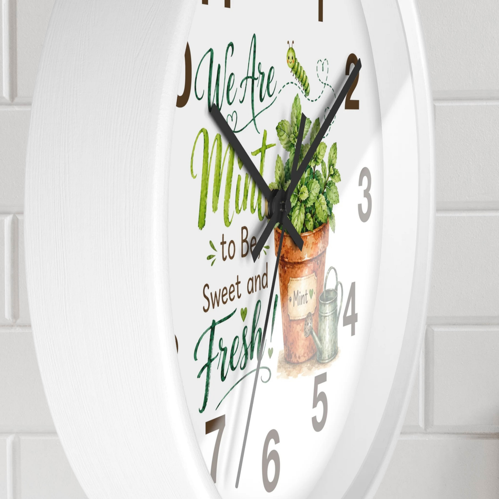 Kitchen Wall Clock – “We Are Mint to Be Sweet and Fresh” Cute Couple Housewarming