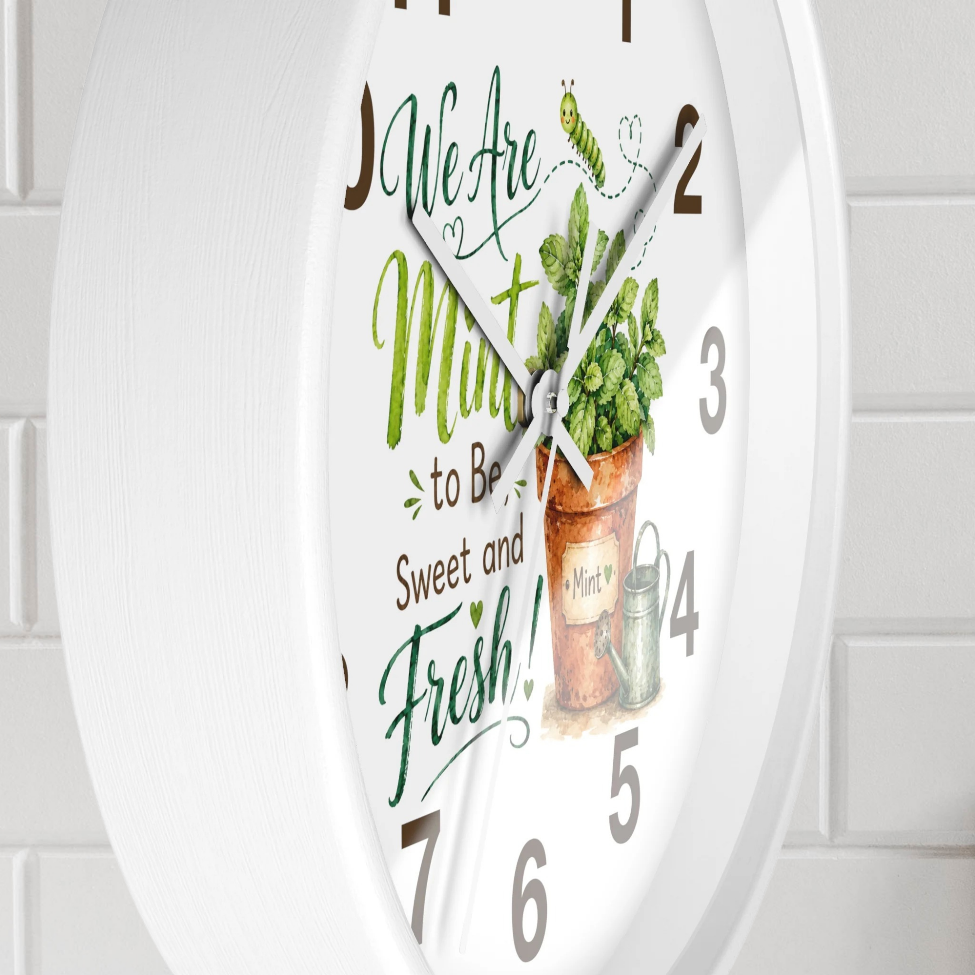 Kitchen Wall Clock – “We Are Mint to Be Sweet and Fresh” Cute Couple Housewarming