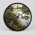 Woodland Cat and Ducks Lakeside Nature Wall Clock