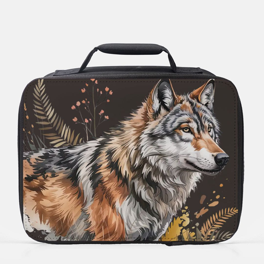 Lunch bag with a wolf design on a white background