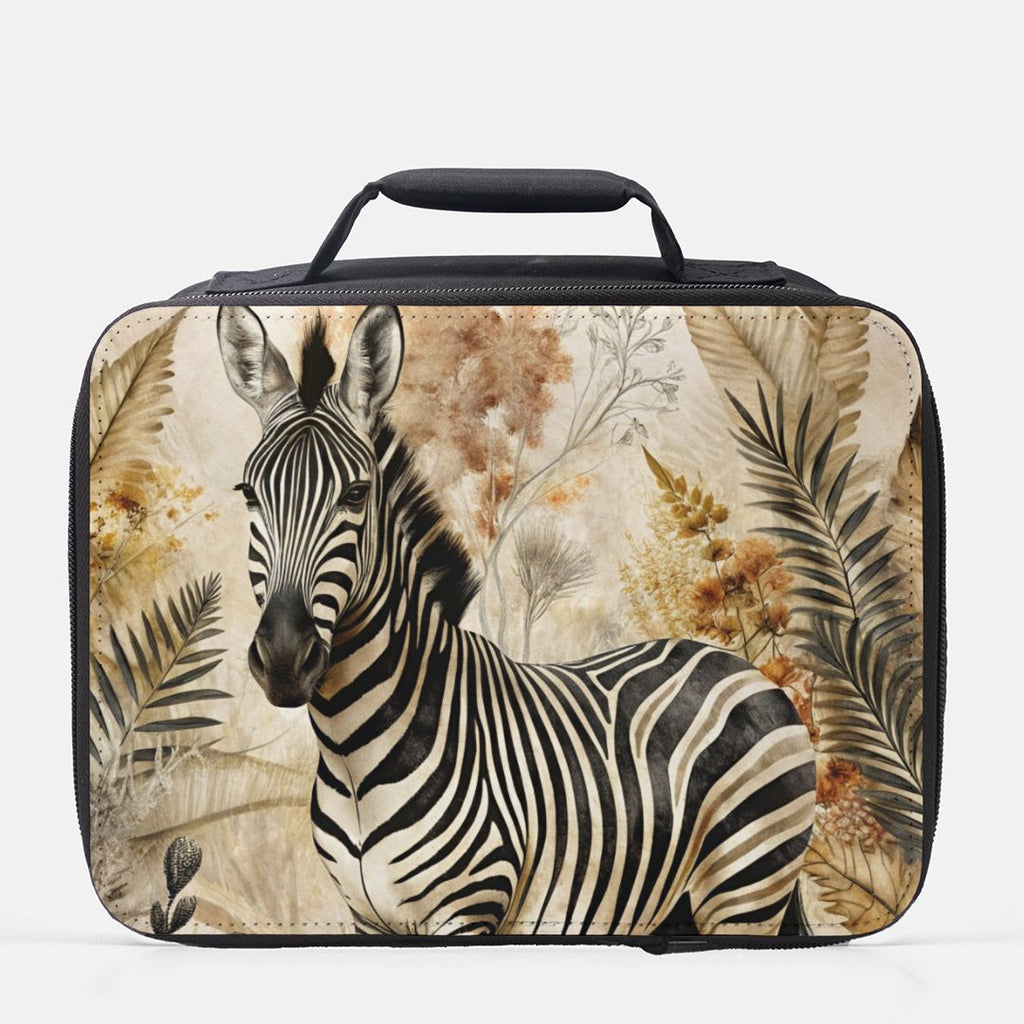Lunch bag with zebra design on a beige background