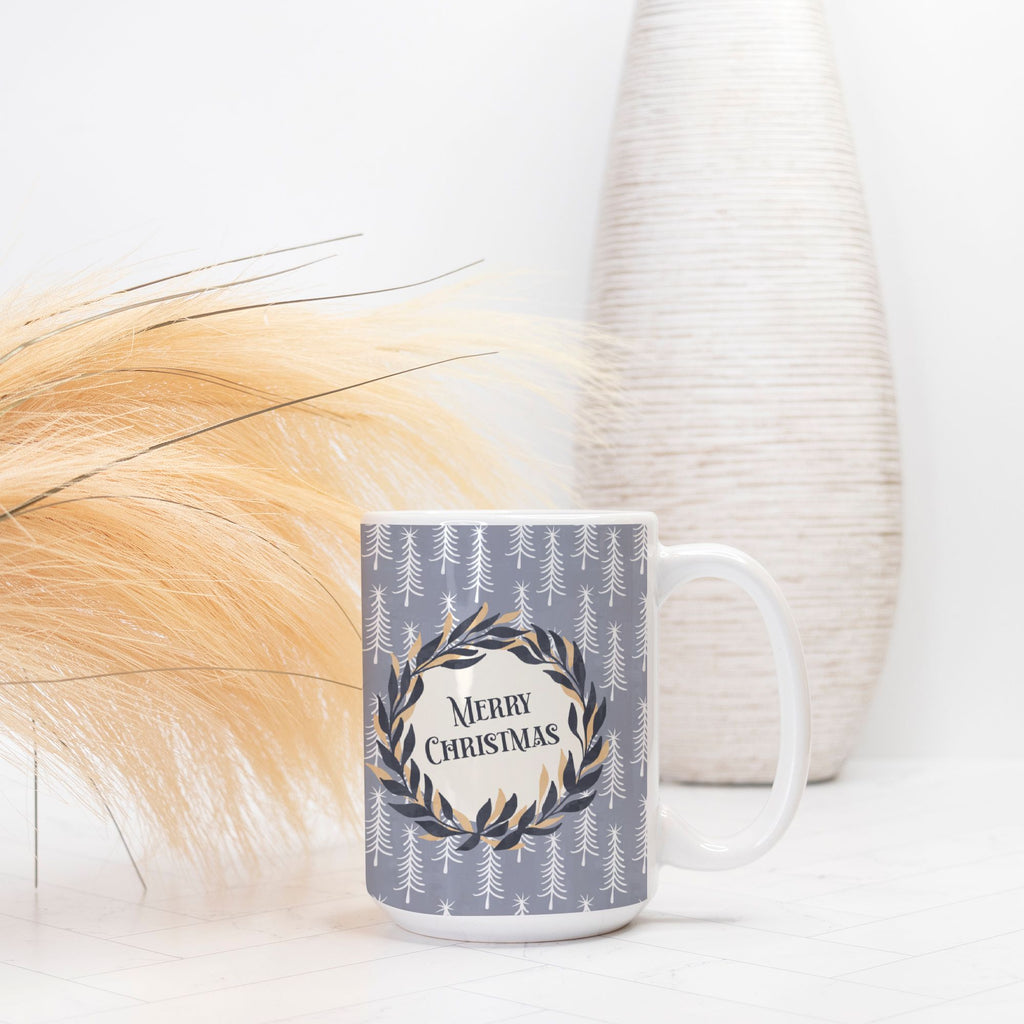 Merry Christmas Wreath Mug Deluxe 15oz.