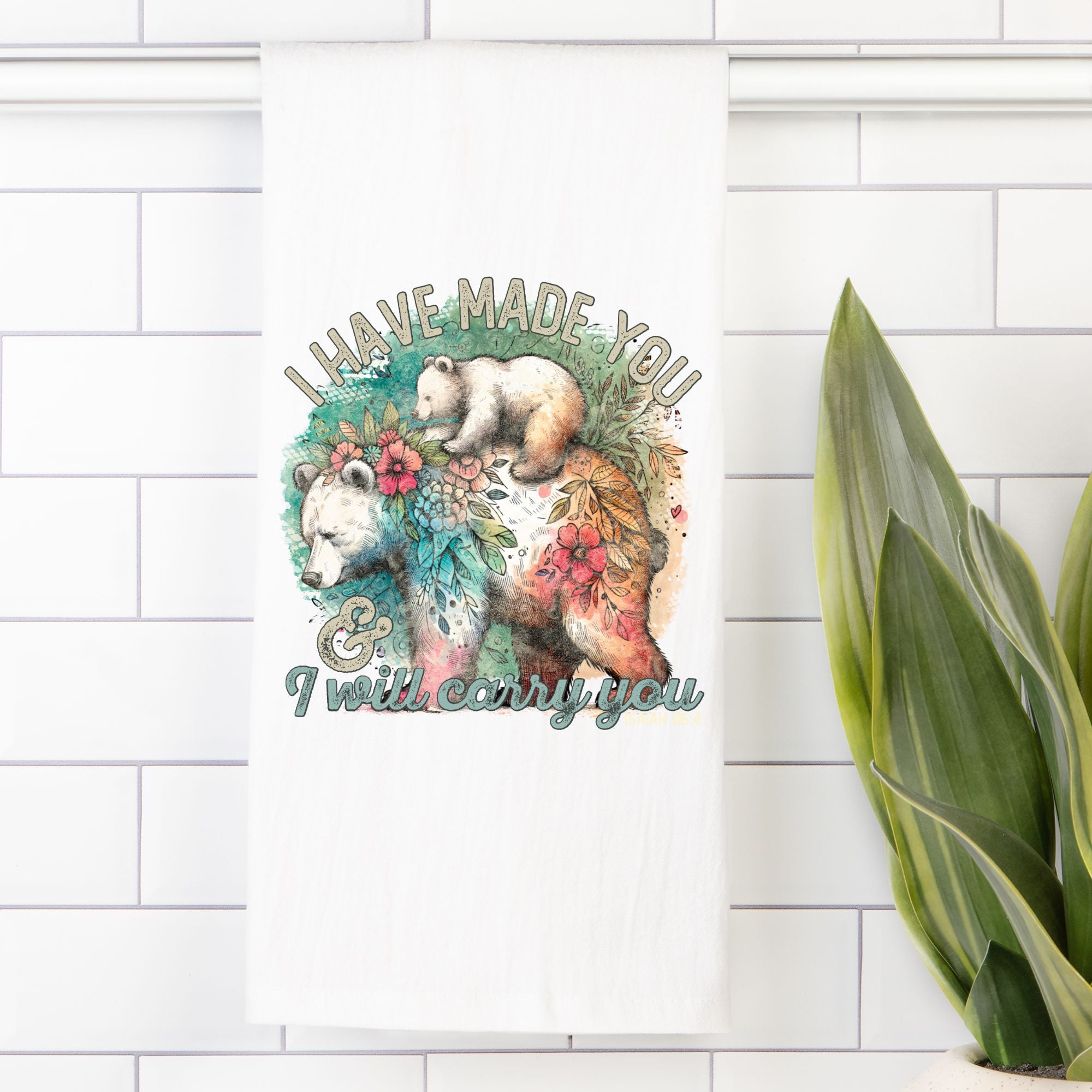 Mama Bear I Will Carry You Tea Towel (Flour Sack)