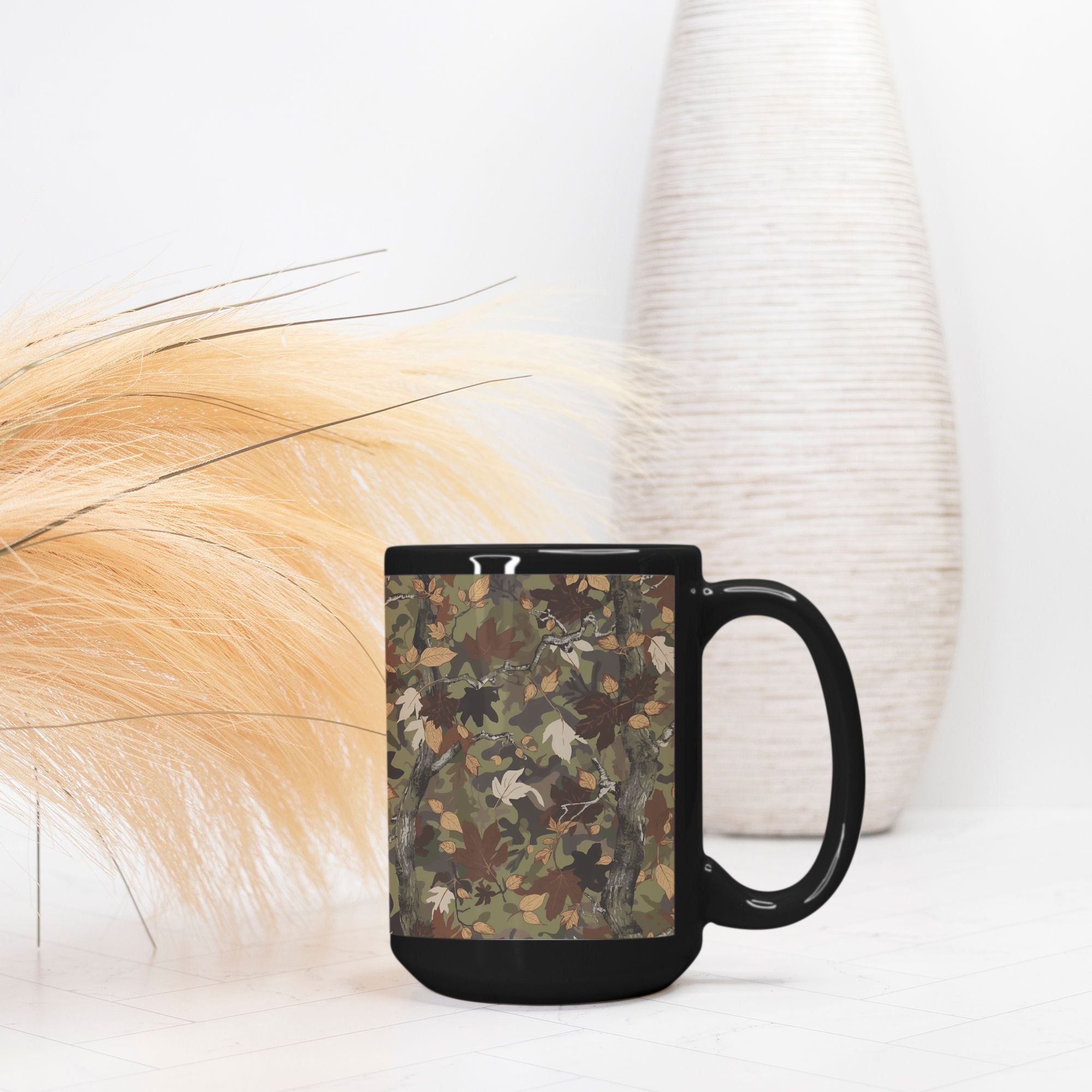 Woodland Camo Mug Deluxe 15oz. Black