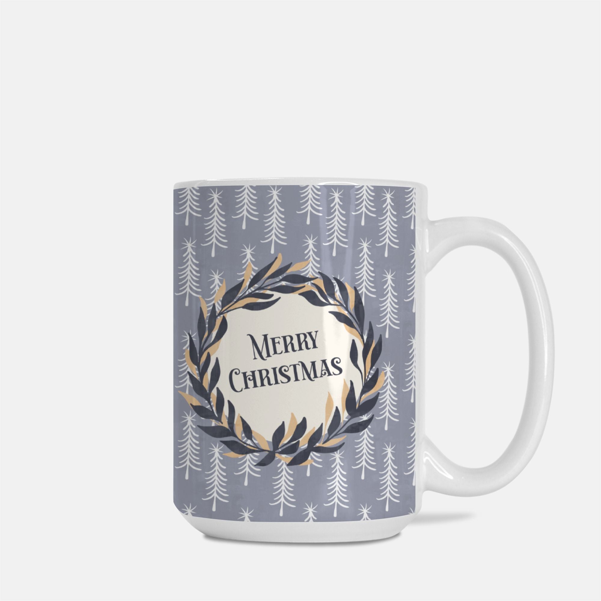 Merry Christmas Wreath Mug Deluxe 15oz.