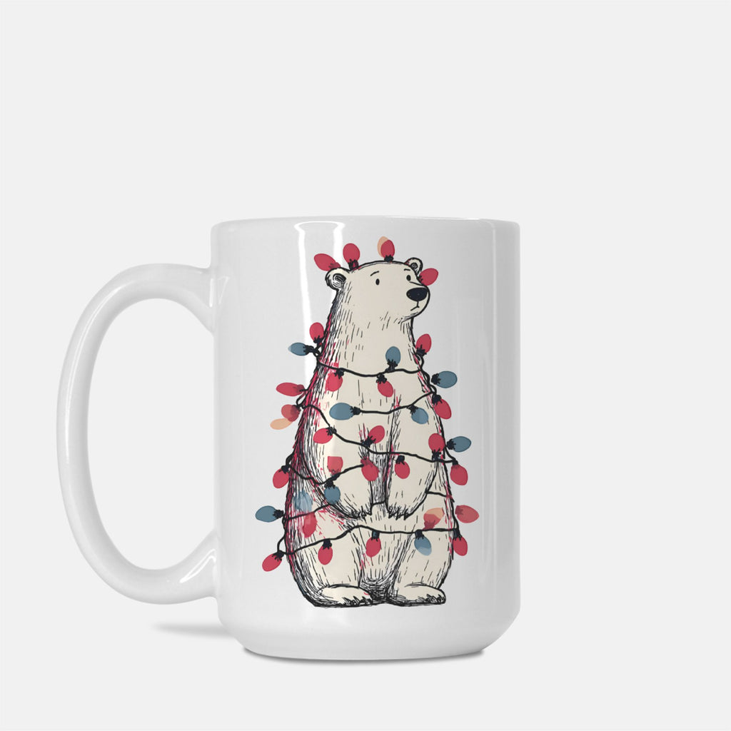 Polar Bear in Christmas Lights Mug Deluxe 15oz.