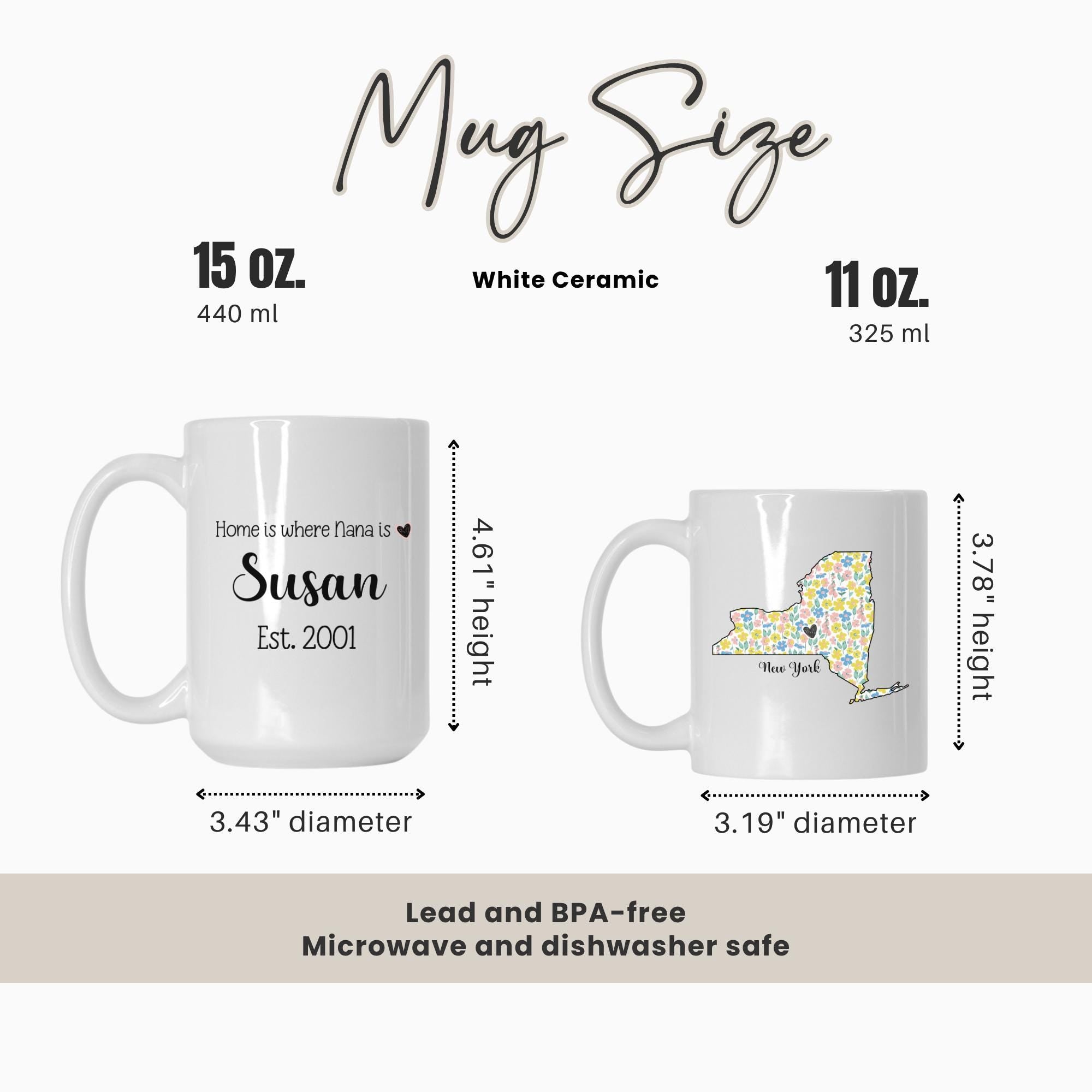 Personalized Mother's State Mug | Custom New Mom Cup, Grandma Gift, Est Year